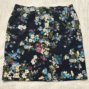 J Jill Ponte Knit Pencil Skirt Floral Mini Size Medium Petite Stretchy Feminine